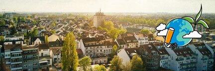 Bremen von oben und links eine Weltkugel mit einer Kippe daneben.