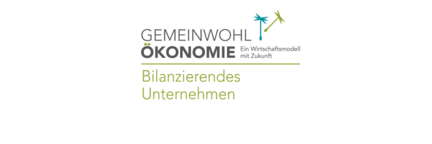 Die Worte "Gemeinwohl-Ökonomie", "Ein Wirtschaftskonzept mit Zukunft" und "Bilanziertes Unternehmen" bilden mit zwei Löwenzahnsamen das Logo für GWÖ. Es verbindet die Farben Grau, Grün und Blau. | © Die Bremer Stadtreinigung