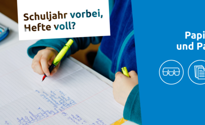 Hefte gehören zu Papier und Pappe.