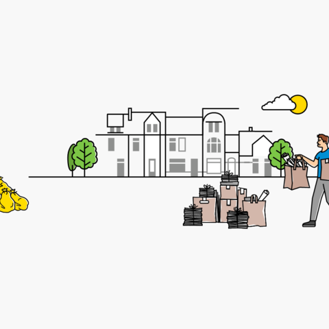 Illustration: Papierbündel werden an die Straße gestellt